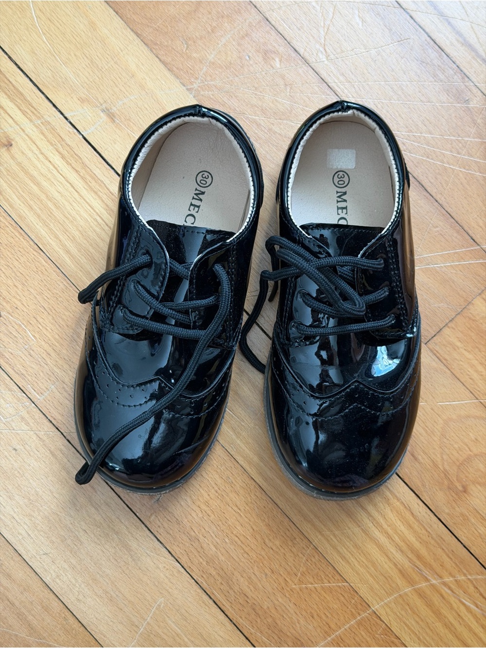 Kids Black Patent Lace-Up Dress Shoes -US 12/EURO30